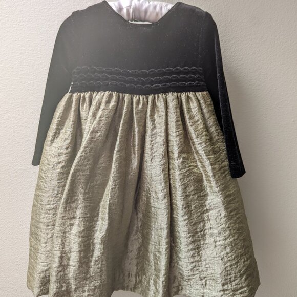 Plum Pudding Elegant Black and Gold Dress, 2T - Picture 2 of 4